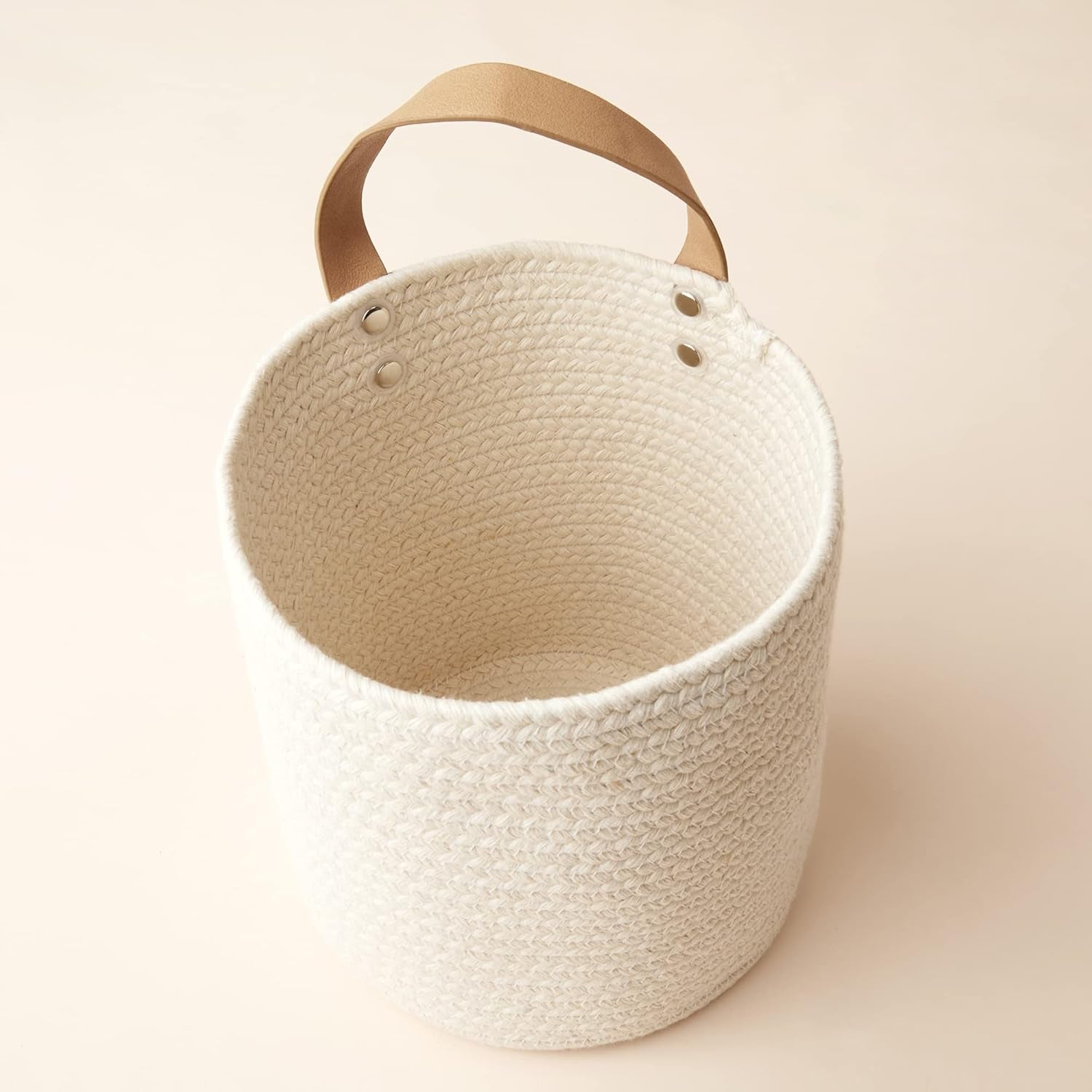 Wall Hanging Storage Baskets - Set of 2 Small Cotton Rope Handle Nursery Storage Organizer with Planters