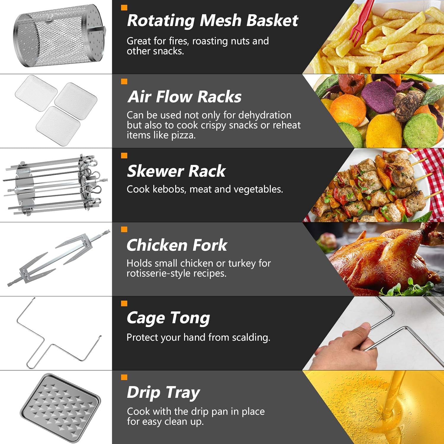 8-In-1 Air Fryer Toaster Oven, Multifunctional Programmable 19QT Cooking Oven with 10 Accessories, Rotisserie, 8 Pre-Set Recipe, LED Digital Touchscreen, Viewing Window, 1800W