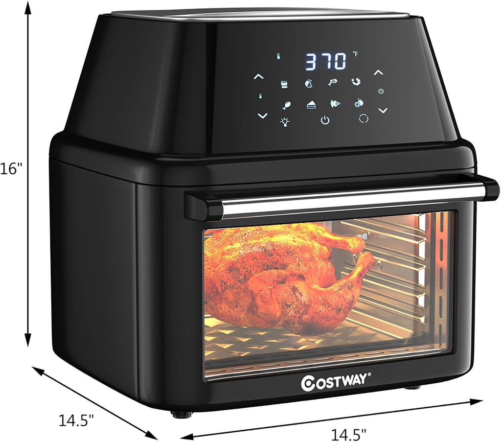 8-In-1 Air Fryer Toaster Oven, Multifunctional Programmable 19QT Cooking Oven with 10 Accessories, Rotisserie, 8 Pre-Set Recipe, LED Digital Touchscreen, Viewing Window, 1800W