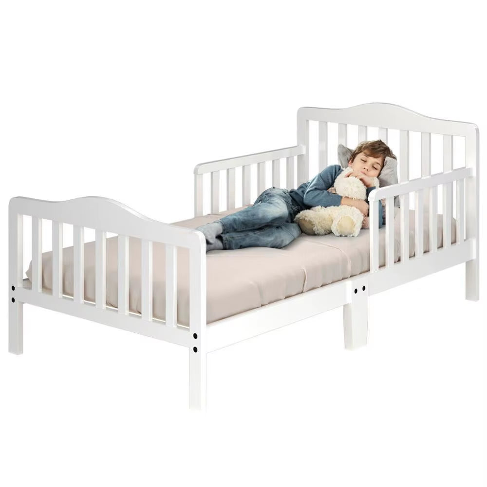 Classic Kids Children Toddler Wood Bed Bedroom Furniture W/ Guardrails