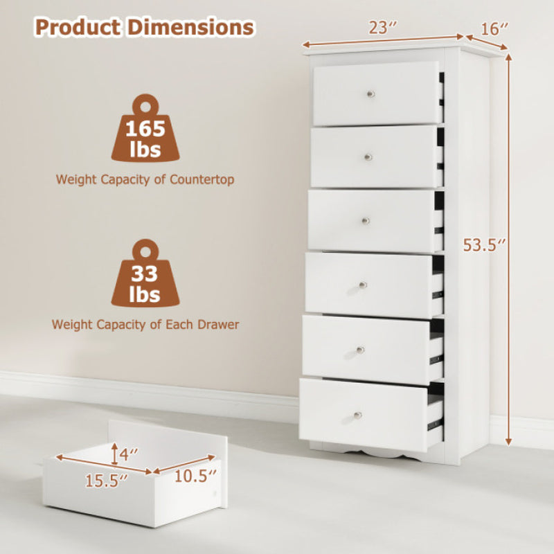 6 Drawers Chest Dresser Clothes Storage for Bedroom Furniture Cabinet