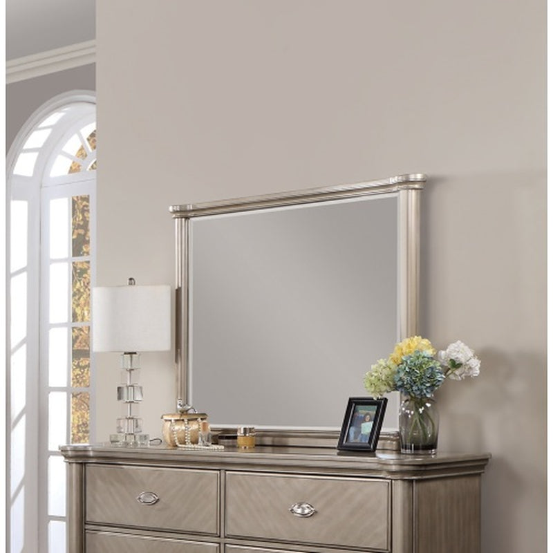 Luxury Antique Silver Champagne Finish Dresser W Mirror Storage Space Drawers Bedroom Furniture
