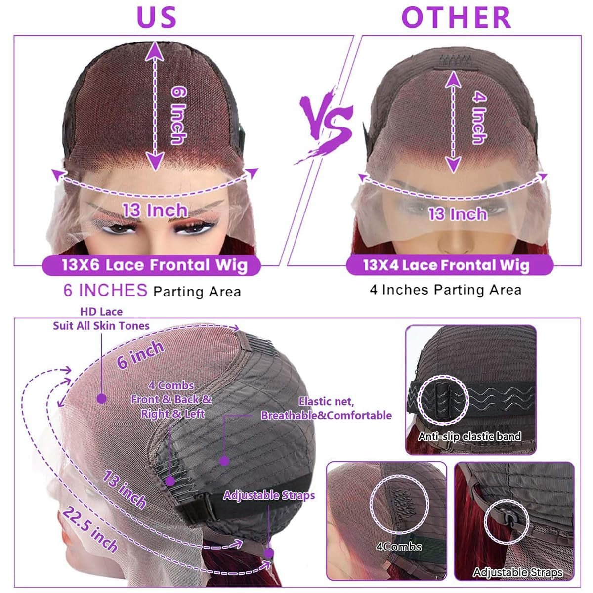 26 Inch 99J Burgundy Lace Front Wigs Human Hair Pre Plucked 200% Density Body Wave Lace Front Wigs Human Hair Red Wig HD Transparent Full Frontal 13X6 Glueless Colored Natural Wig for Woman