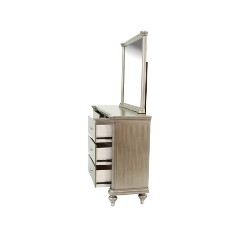 Luxury Antique Silver Champagne Finish Dresser W Mirror Storage Space Drawers Bedroom Furniture