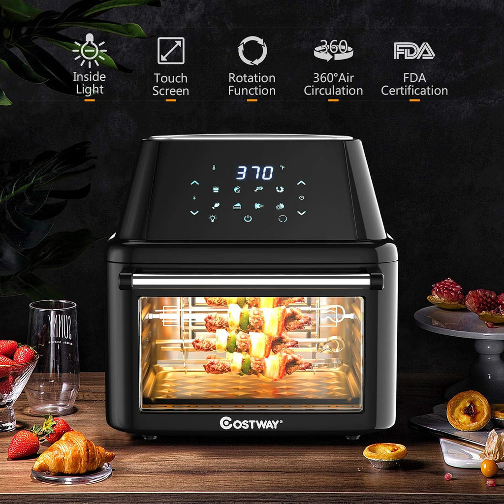 8-In-1 Air Fryer Toaster Oven, Multifunctional Programmable 19QT Cooking Oven with 10 Accessories, Rotisserie, 8 Pre-Set Recipe, LED Digital Touchscreen, Viewing Window, 1800W